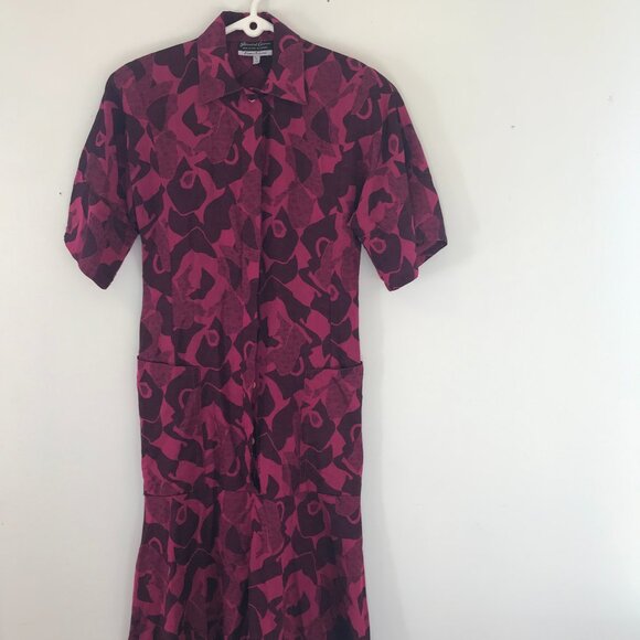 VTG 1980 Bernard Cowan dress women's 5/6 cotton pink/black maxi tiered holiday - Picture 1 of 12